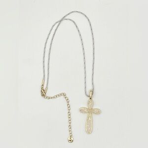 Opal and Gold Tone Cross Necklace